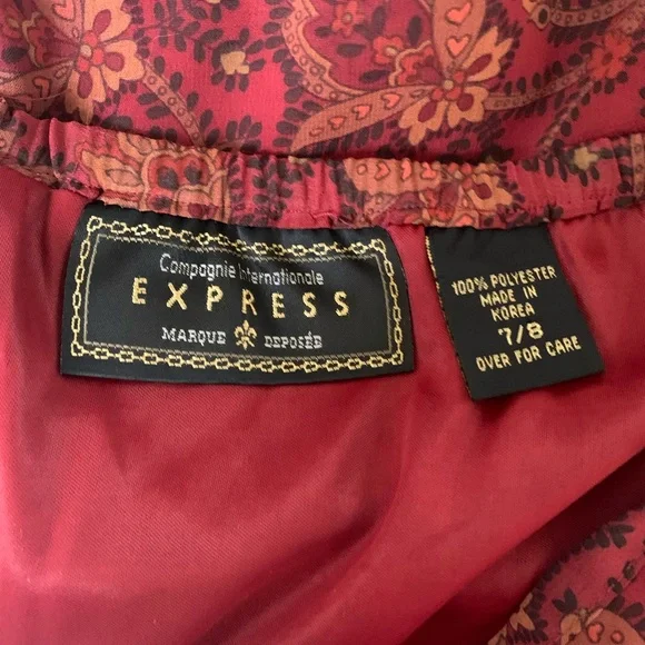 Compagnie Internationale Express Skirt-Rust Brown Paisley Pattern-Lined-7/8 - Picture 5 of 6